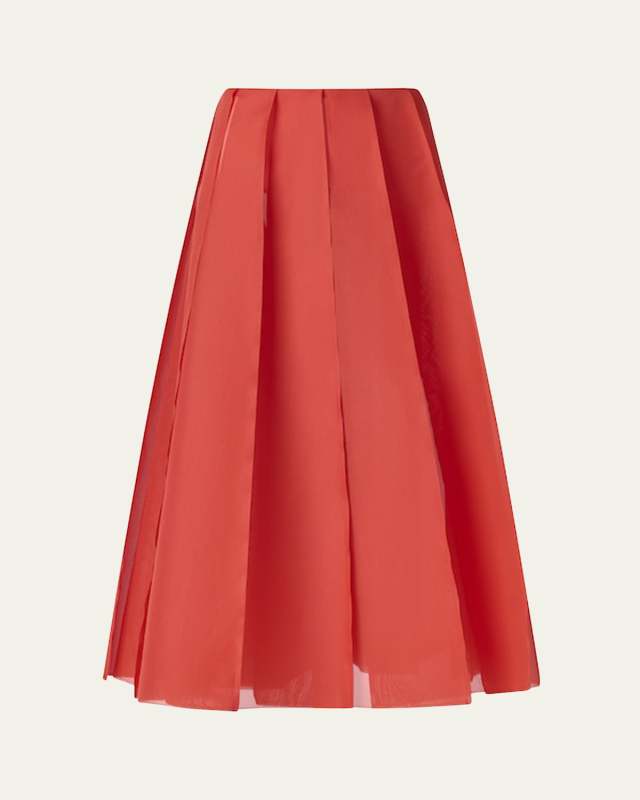 Dex Pleated Silk Midi Skirt